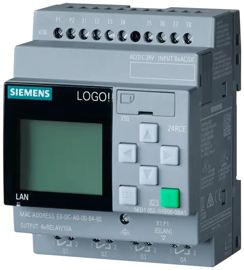 Front view of Siemens 6AG1052-1HB08-7BA1 industrial controller module