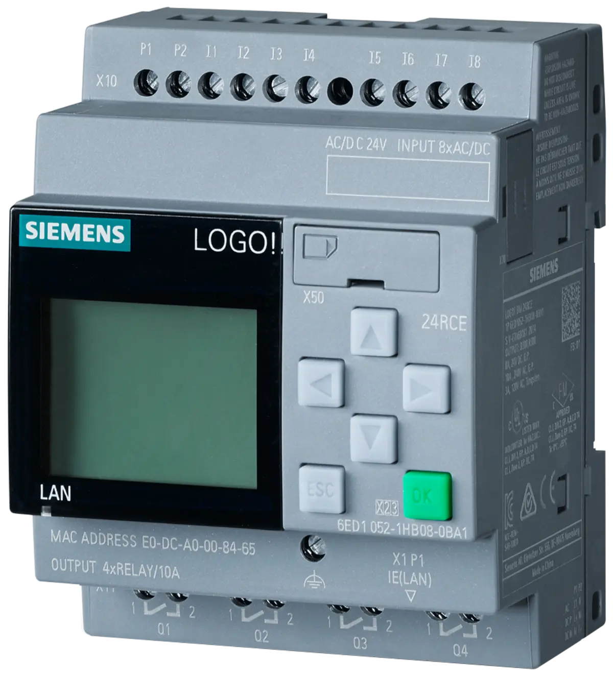 Front view of Siemens 6AG1052-1HB08-7BA1 industrial controller module