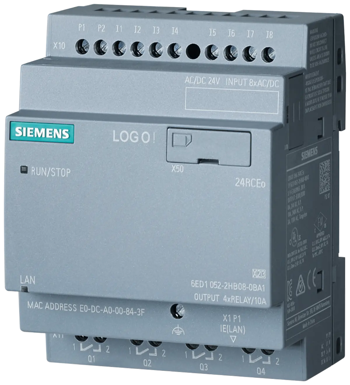 Front view of Siemens 6AG1052-2HB08-7BA1 PLC CPU unit