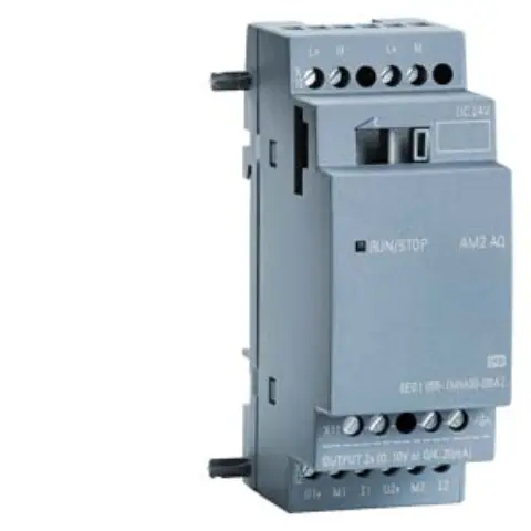 Front view of Siemens 6AG1055-1MM00-7BA2 SIPLUS LOGO! expansion module with technical labels
