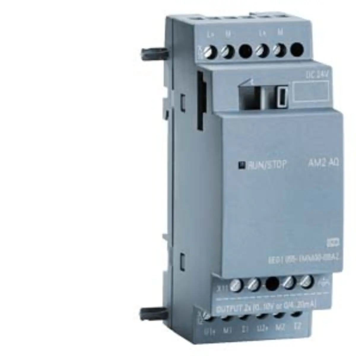 Front view of Siemens 6AG1055-1MM00-7BA2 SIPLUS LOGO! expansion module with technical labels