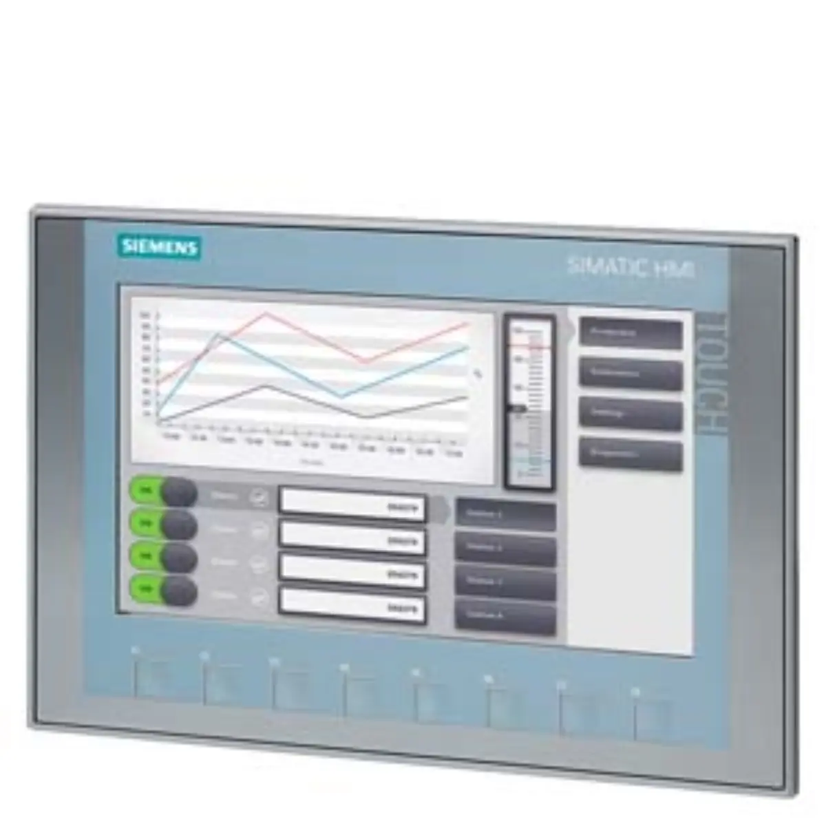 Front view of Siemens 6AG1123-2JB03-2AX0 HMI panel with 9-inch display