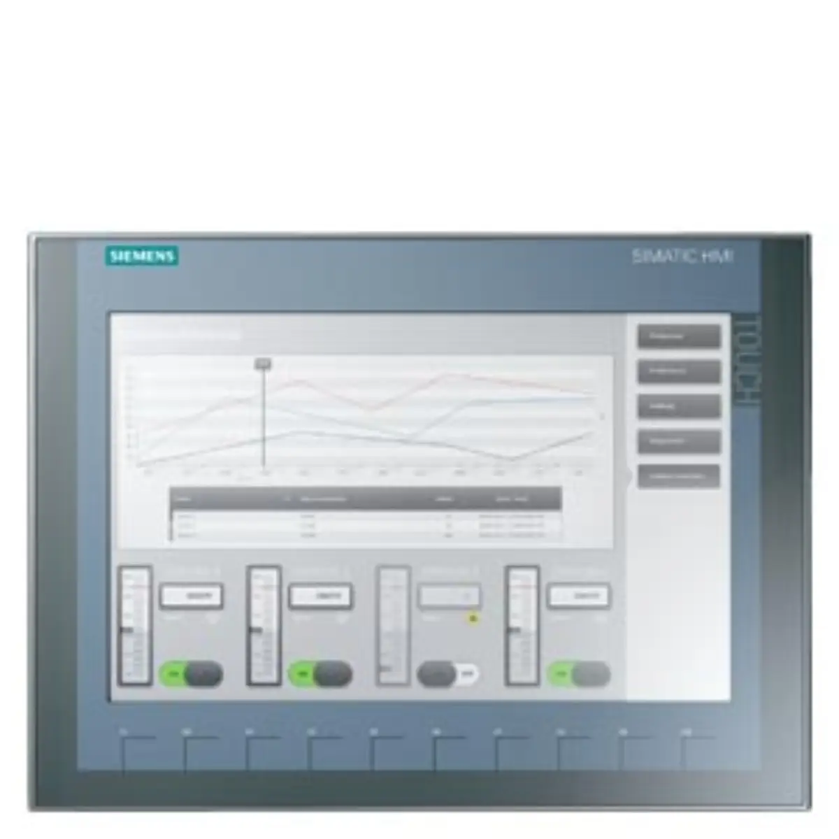 Front view of Siemens 6AG1123-2MA03-2AX0 HMI panel with 12-inch display