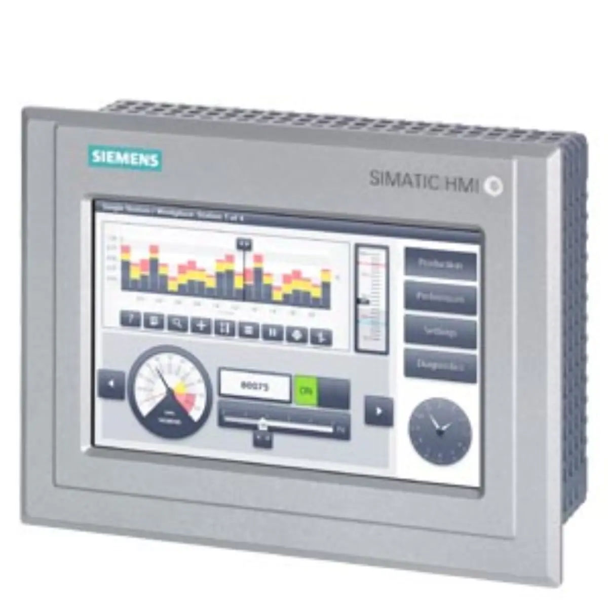 Front view of Siemens 6AG1124-0GC13-2AX0 HMI Panel with 7-inch display