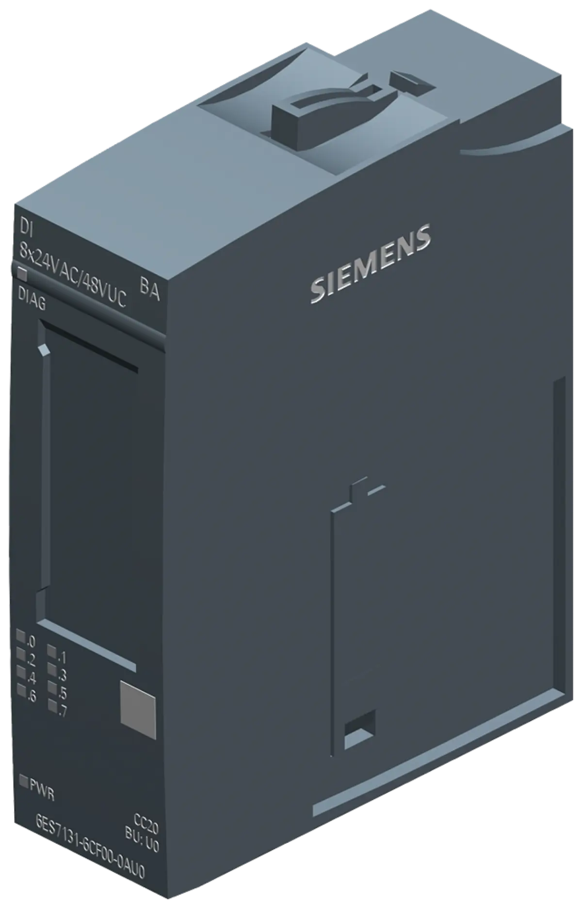 Front view of Siemens 6AG1131-6CF00-7AU0 digital input module with conformal coating