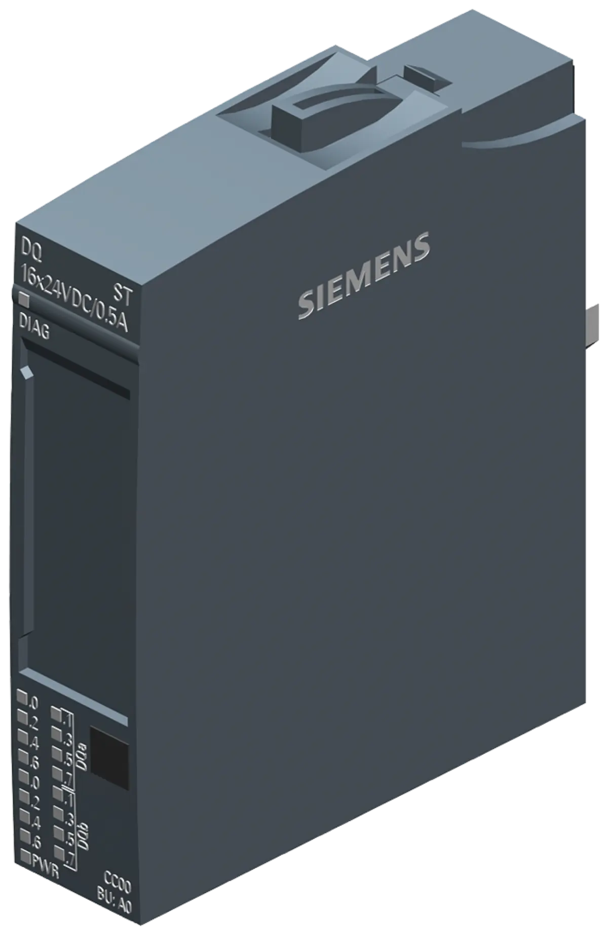 Front view of Siemens 6AG1132-6BH01-7BA0 SIPLUS digital output module showing label and connectors