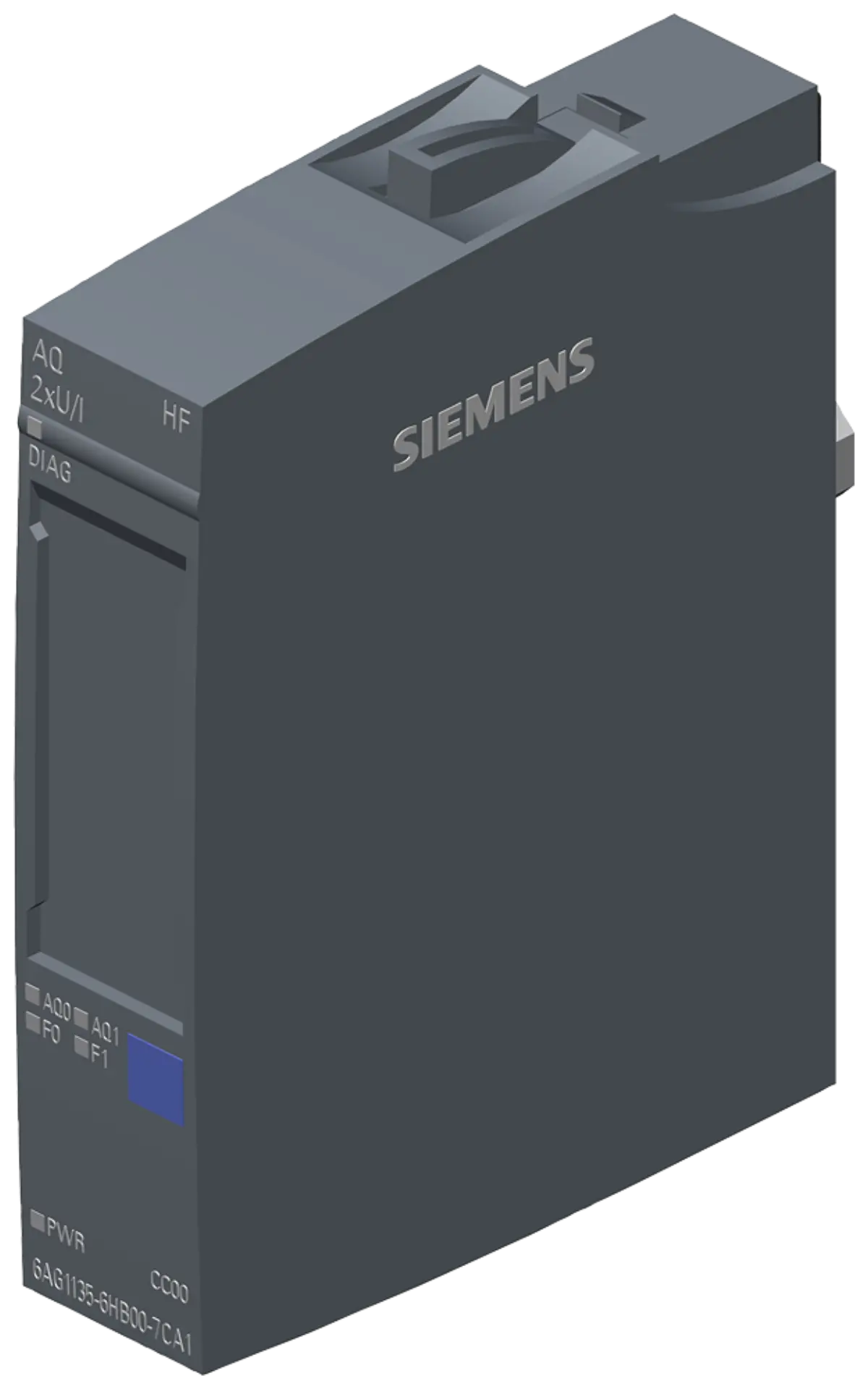 Front view of Siemens 6AG1135-6HB00-7CA1 analog output module with conformal coating