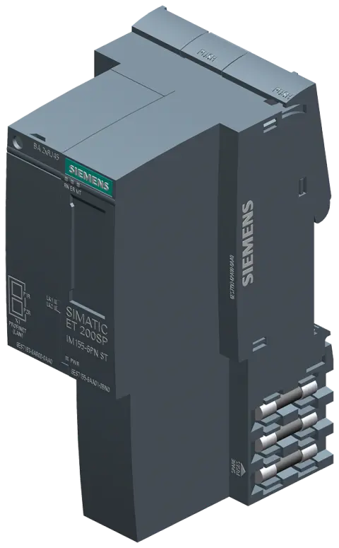 Front view of Siemens 6AG1155-6AA01-7BN0 industrial interface module