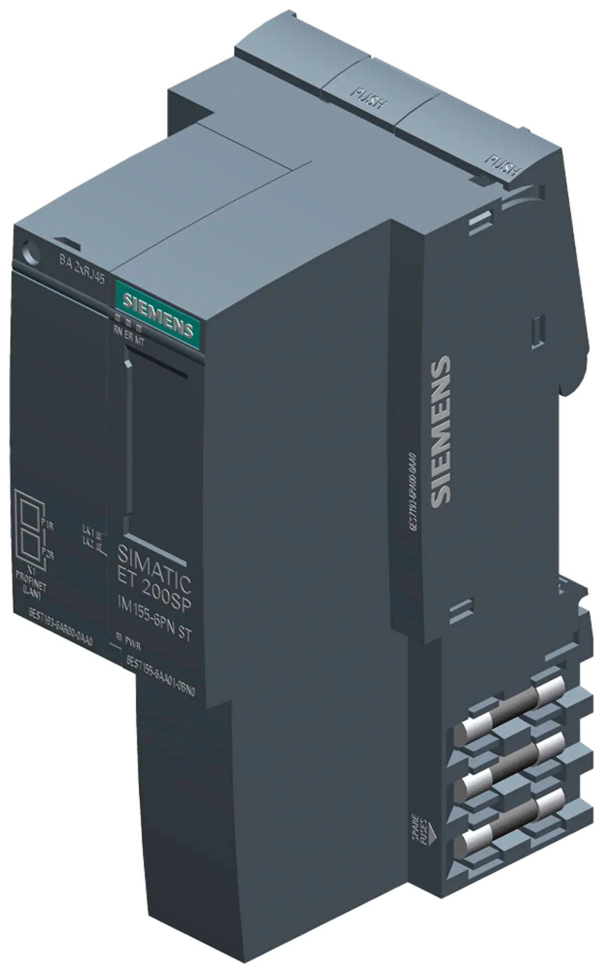 Front view of Siemens 6AG1155-6AA01-7BN0 industrial interface module