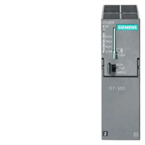 Front view of Siemens 6AG1314-1AG14-7AB0 CPU module with label