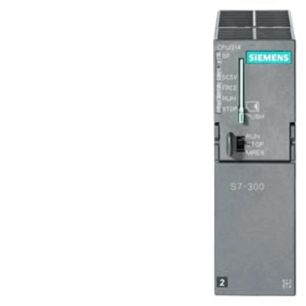 Front view of Siemens 6AG1314-1AG14-7AB0 CPU module with label