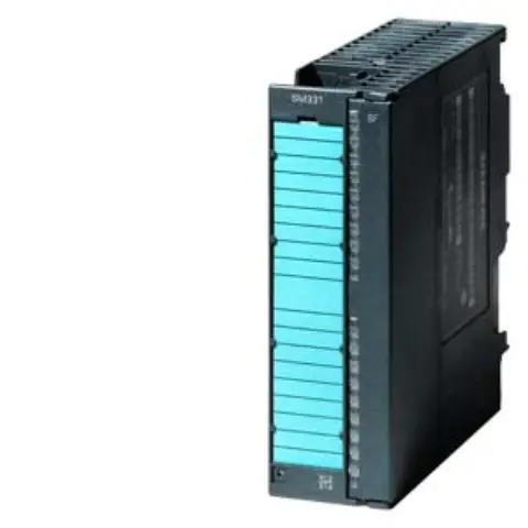 Front view of Siemens 6AG1331-7KF02-2AB0 analog input module with labeling