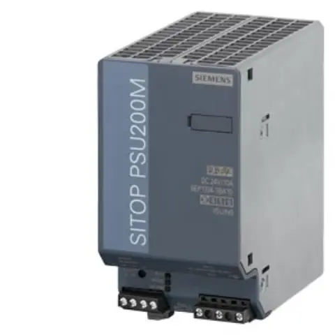 Front view of Siemens 6AG1334-3BA10-7AA0 power supply unit showing terminal blocks and labeling