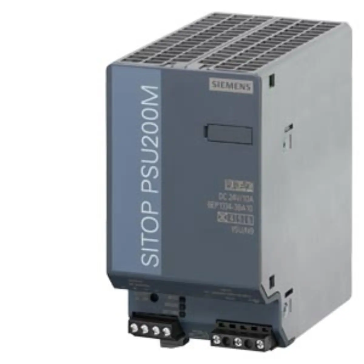 Front view of Siemens 6AG1334-3BA10-7AA0 power supply unit showing terminal blocks and labeling