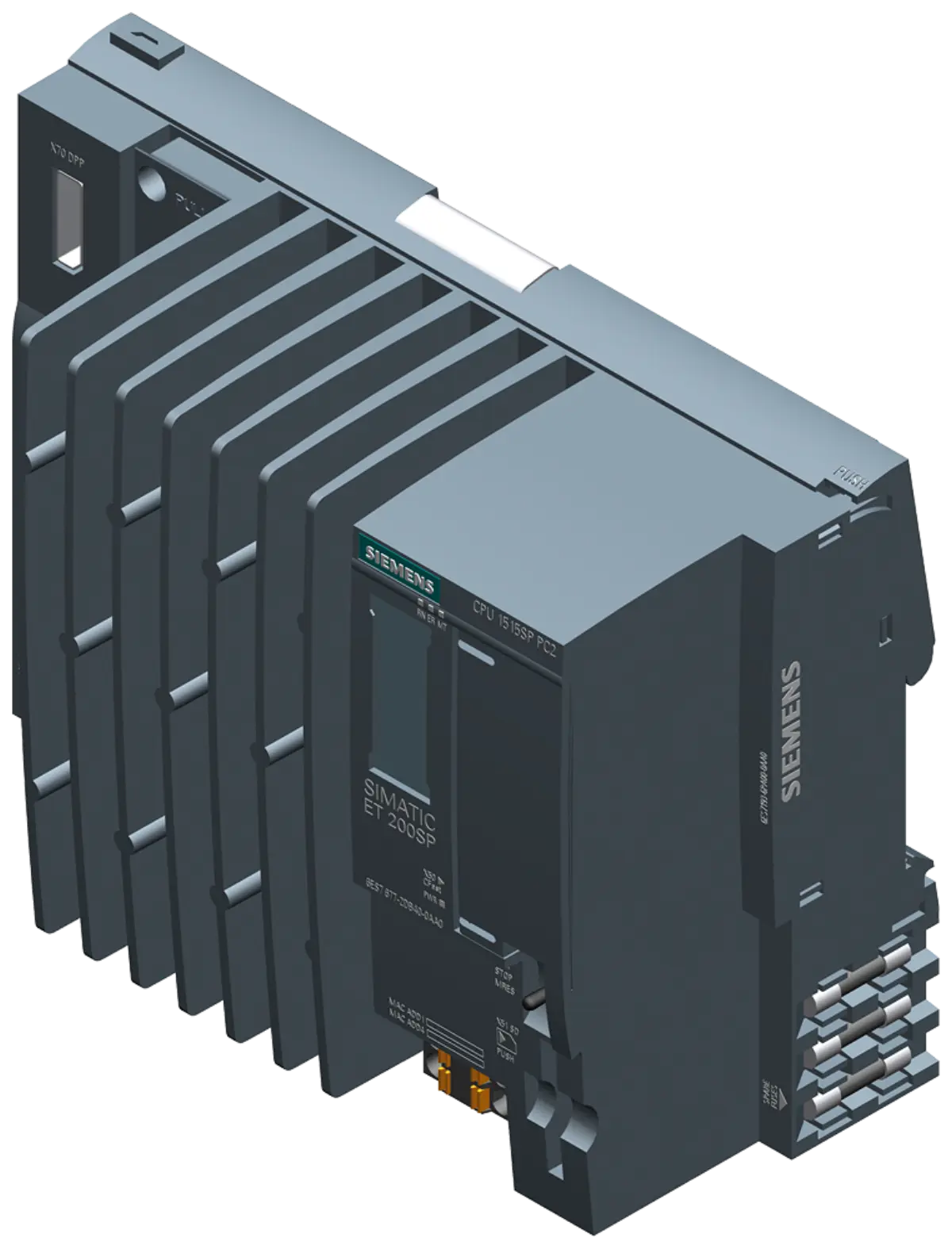 Front view of Siemens 6AG1677-2DB40-2AA0 PLC CPU controller unit