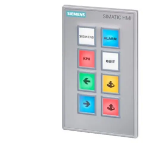 Front view of Siemens 6AG1688-3AF37-2AX0 SIPLUS HMI KP8F PN panel with LED indicators