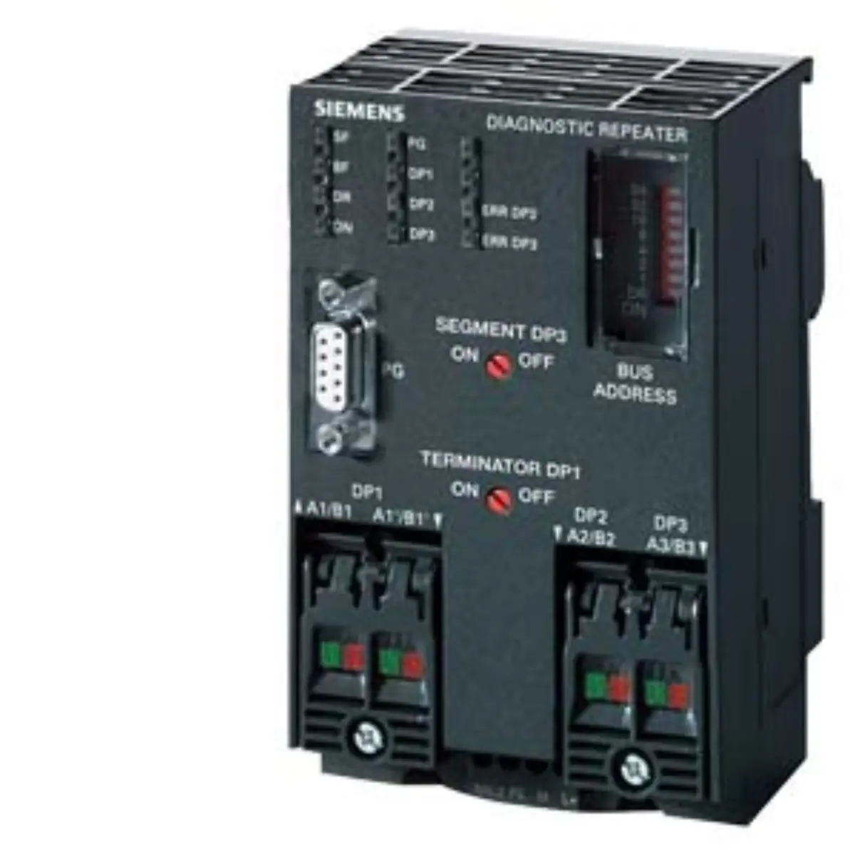Front view of the Siemens 6AG1972-0AB01-4XA0 industrial diagnostic repeater unit