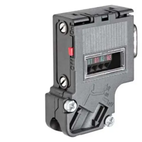 Front view of Siemens 6AG1972-0BA42-7XA0 RS485 bus connector unit