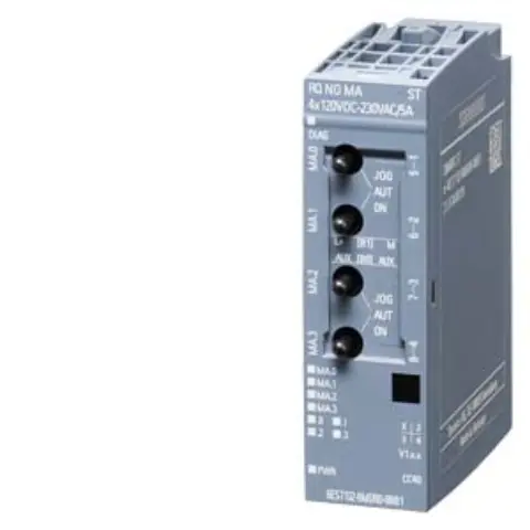Front view of Siemens 6AG2132-6MD00-4BB1 relay module with labeling