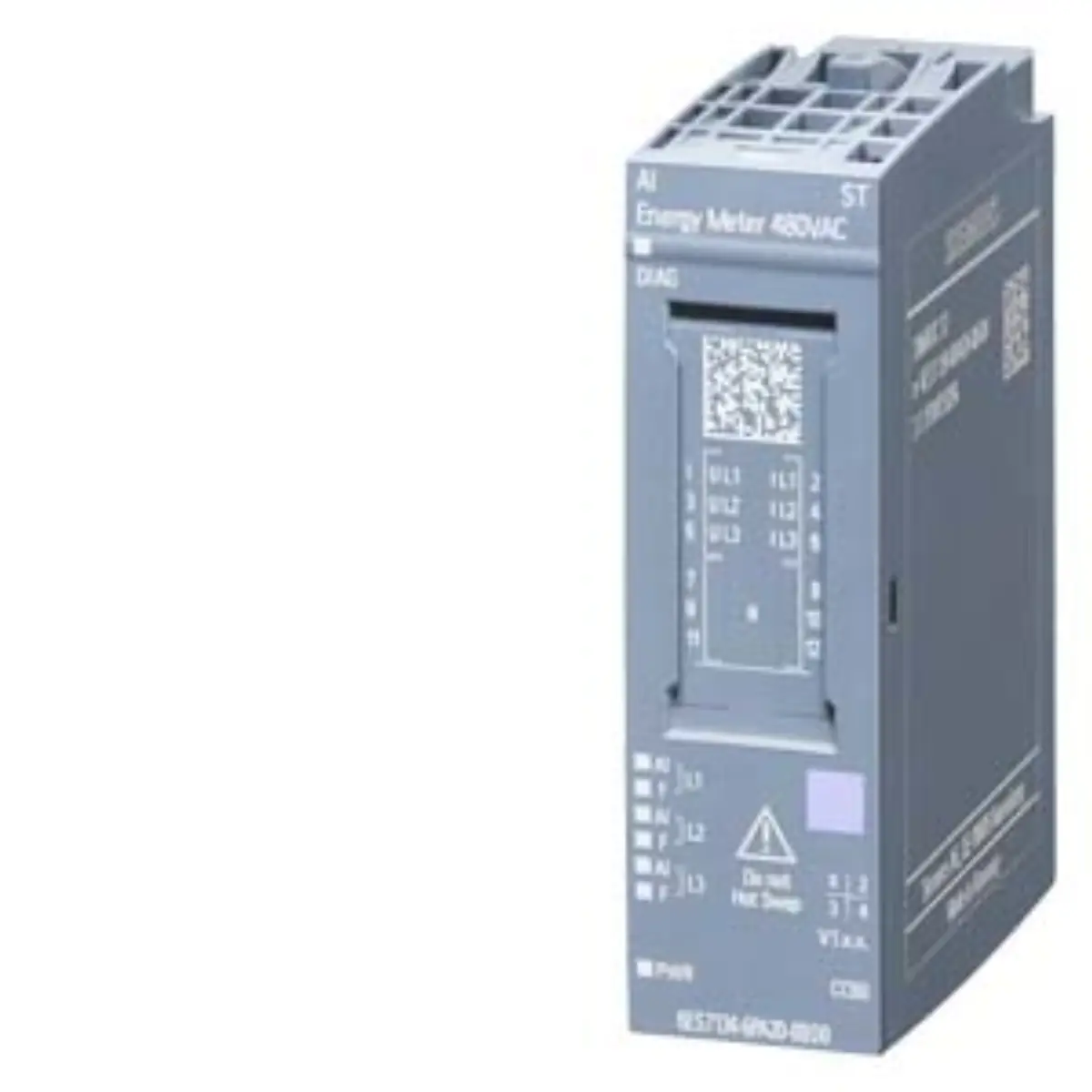 Front view of Siemens 6AG2134-6PA20-4BD0 analog input module with conformal coating