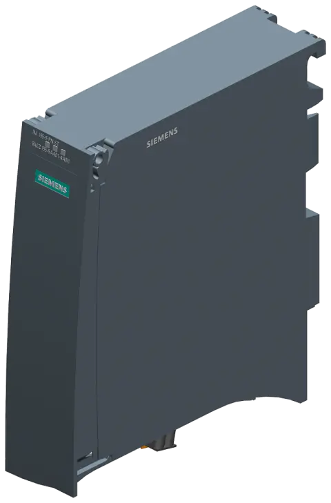 Front view of Siemens 6AG2155-5AA01-4AB0 industrial I/O module with labeling