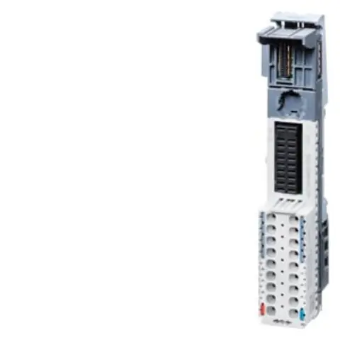 Front view of Siemens 6AG2193-6BP00-4DU0 rail-based I/O module with push-in terminals