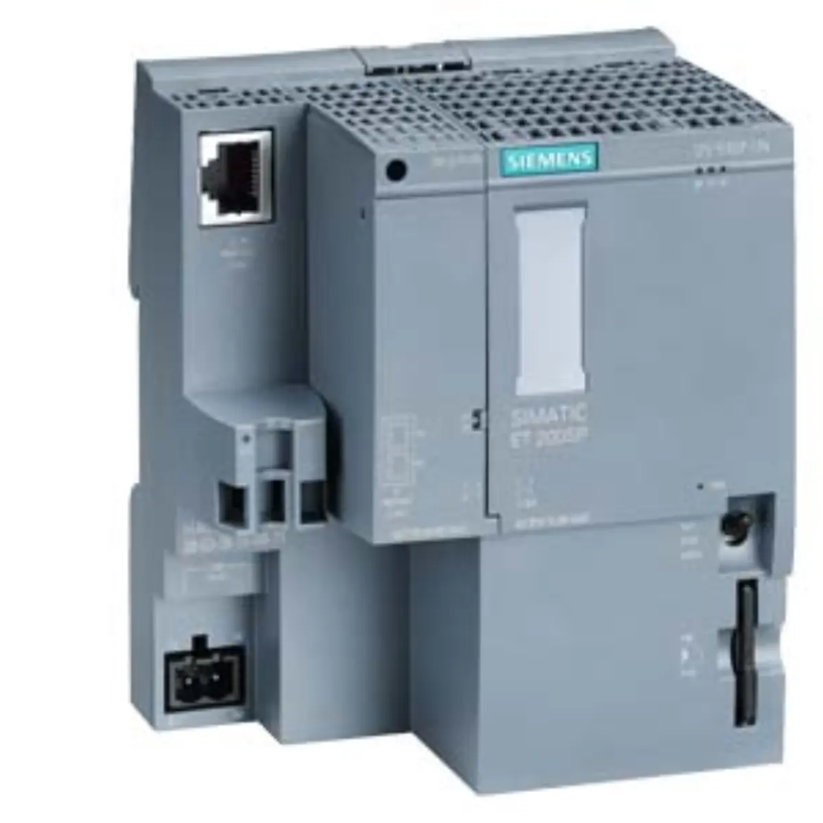 Front view of Siemens 6AG2510-1DJ01-1AB0 CPU module with rail mounting