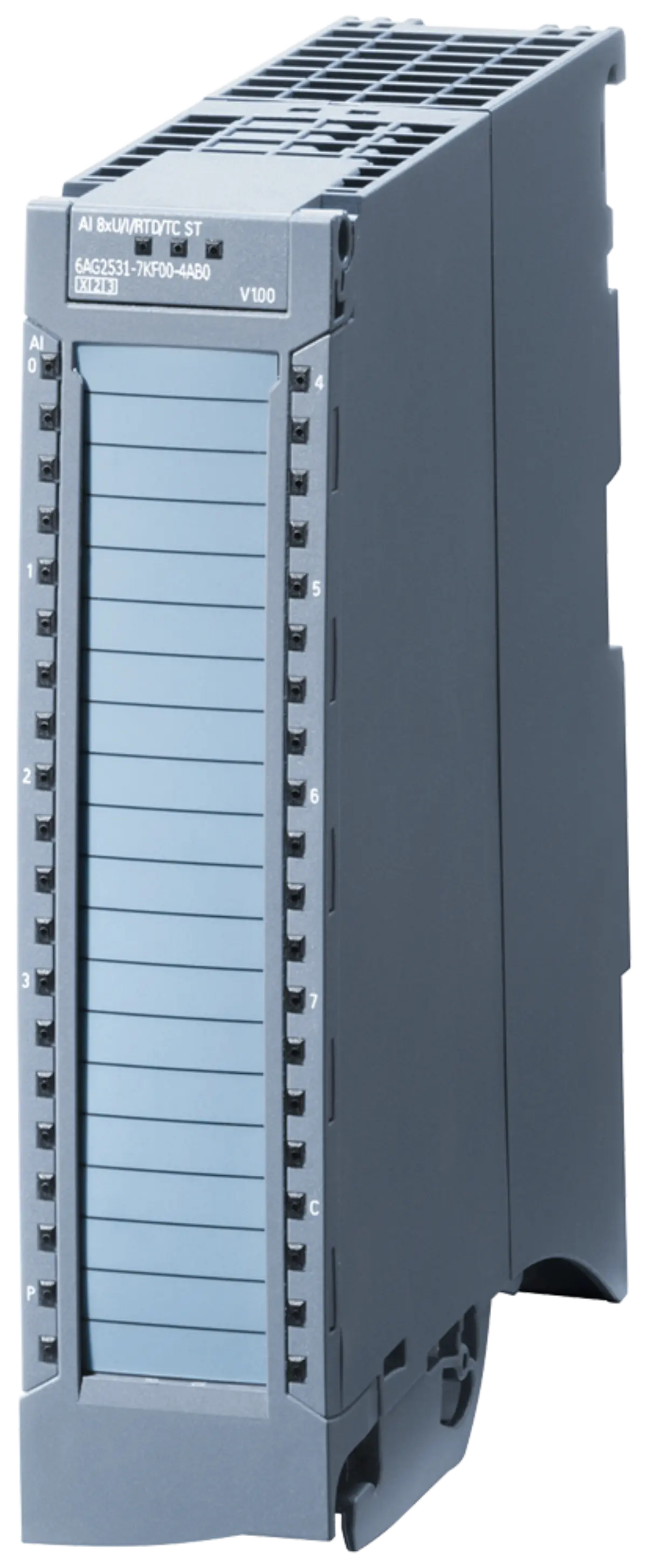 Front view of Siemens 6AG2531-7KF00-4AB0 analog input module