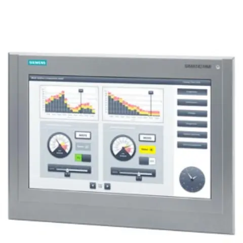 Front view of Siemens 6AV2124-0QC13-0AX0 SIMATIC HMI TP1500 Comfort Outdoor panel showing 15-inch display