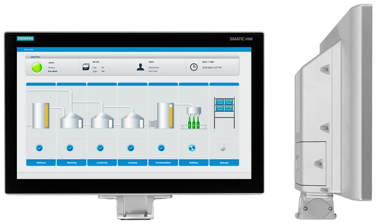 Front view of Siemens 6AV2124-0QC24-1AX0 TP1500 Comfort Panel showing 15 inch display
