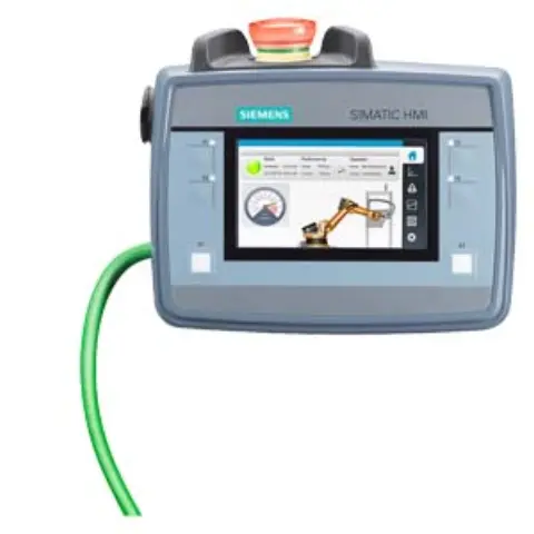 Front view of Siemens 6AV2125-2DB23-0AX0 HMI panel showing display and buttons