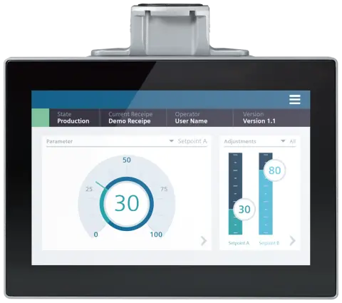 Front view of Siemens 6AV2128-3MB57-0AX0 SIMATIC HMI MTP1200 PRO panel with neutral front design