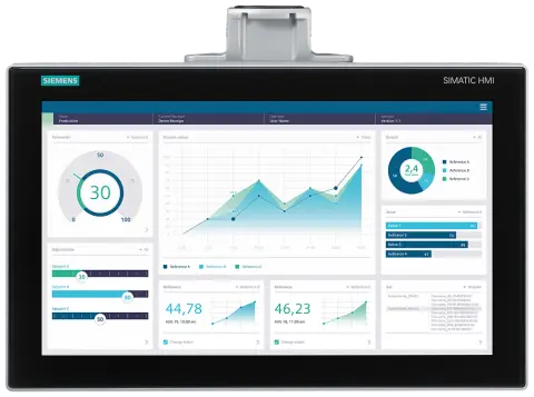 Front view of Siemens 6AV2128-3UB27-0AX0 SIMATIC HMI MTP1900 PRO panel with 18.5 inch display