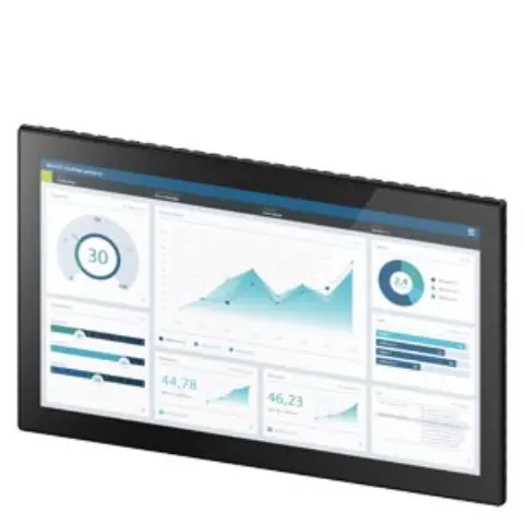 Front view of Siemens 6AV2128-3XB36-0AX1 HMI panel with touch screen interface
