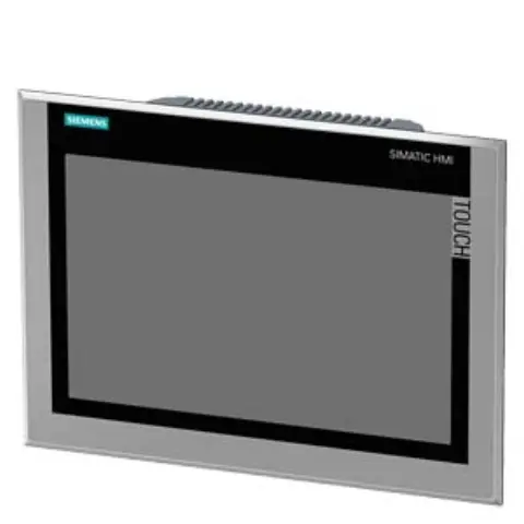 Front view of Siemens 6AV2144-8MC10-0AC0 TP1200 Comfort INOX panel showing stainless steel casing