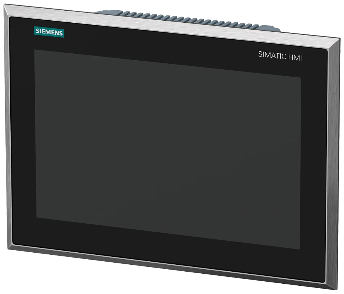 Front view of Siemens 6AV2144-8MC20-0AA0 TP1200 Comfort INOX HMI panel showing stainless steel enclosure