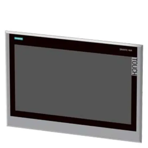 Front view of Siemens 6AV2144-8UC10-0AA1 TP1900 Comfort INOX HMI panel showing 19-inch display