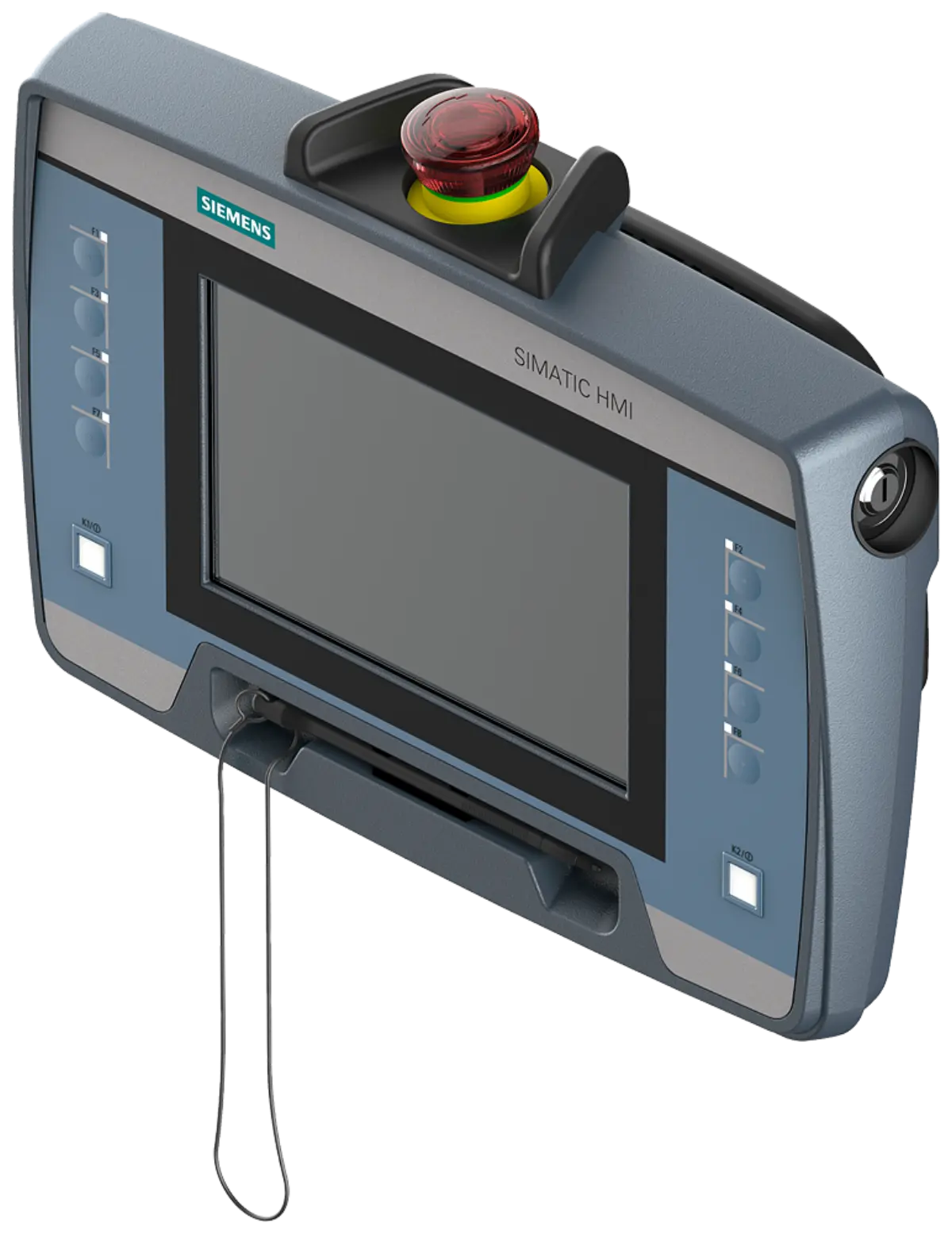 Front view of Siemens 6AV2145-6GB06-0AA0 mobile panel showing 7 inch display and control buttons