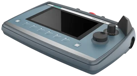 Front view of Siemens 6AV2145-8GB01-0AA0 mobile panel display