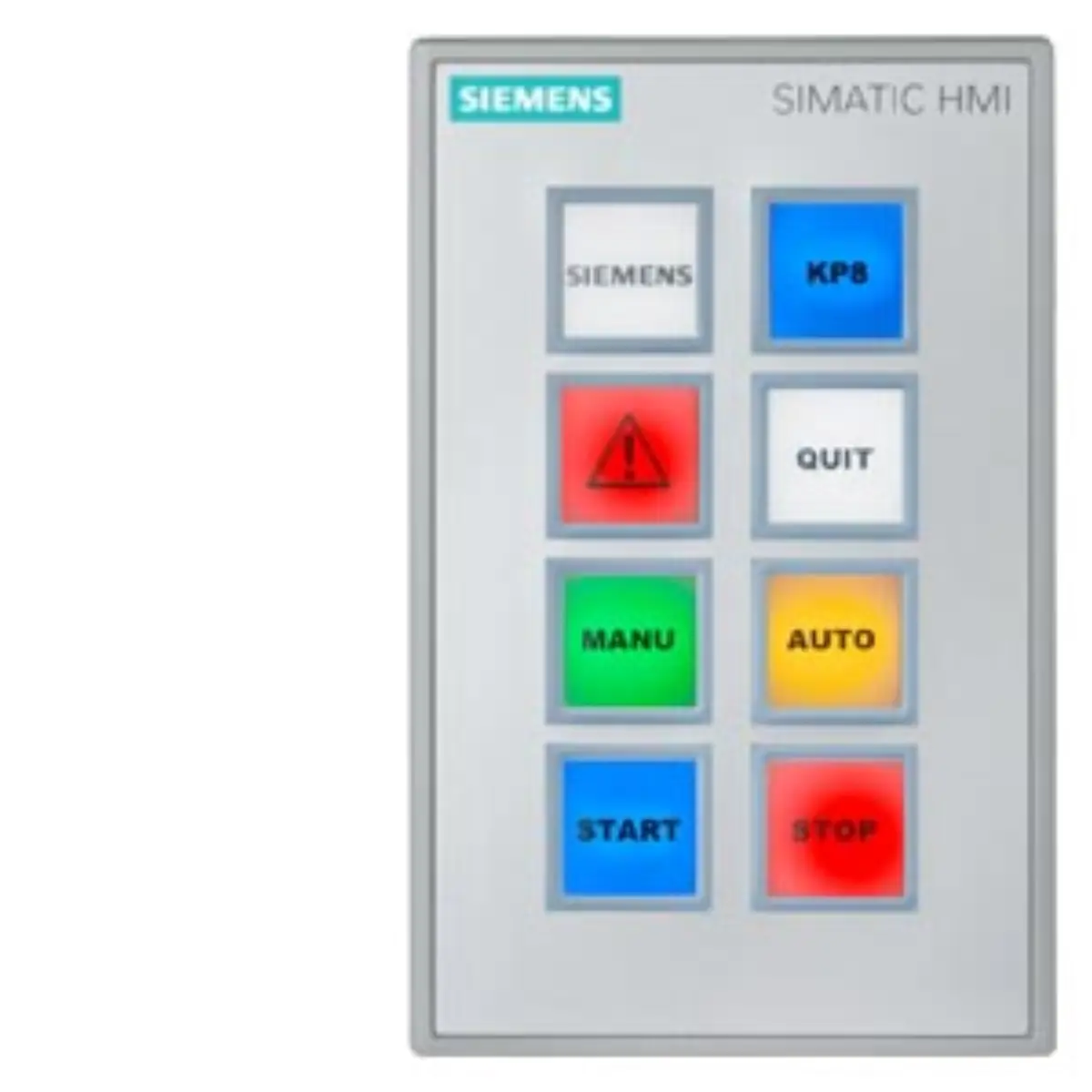 Front view of Siemens 6AV3688-3AF37-0AX0 KP8F PN key panel with LED indicators
