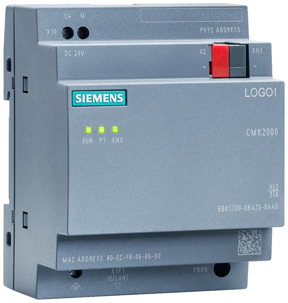 Front view of Siemens 6BK1700-0BA20-0AA0 LOGO! CMK2000 module