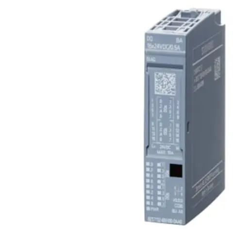Front view of Siemens 6ES7132-6BH00-0AA0 digital output module showing label and connectors