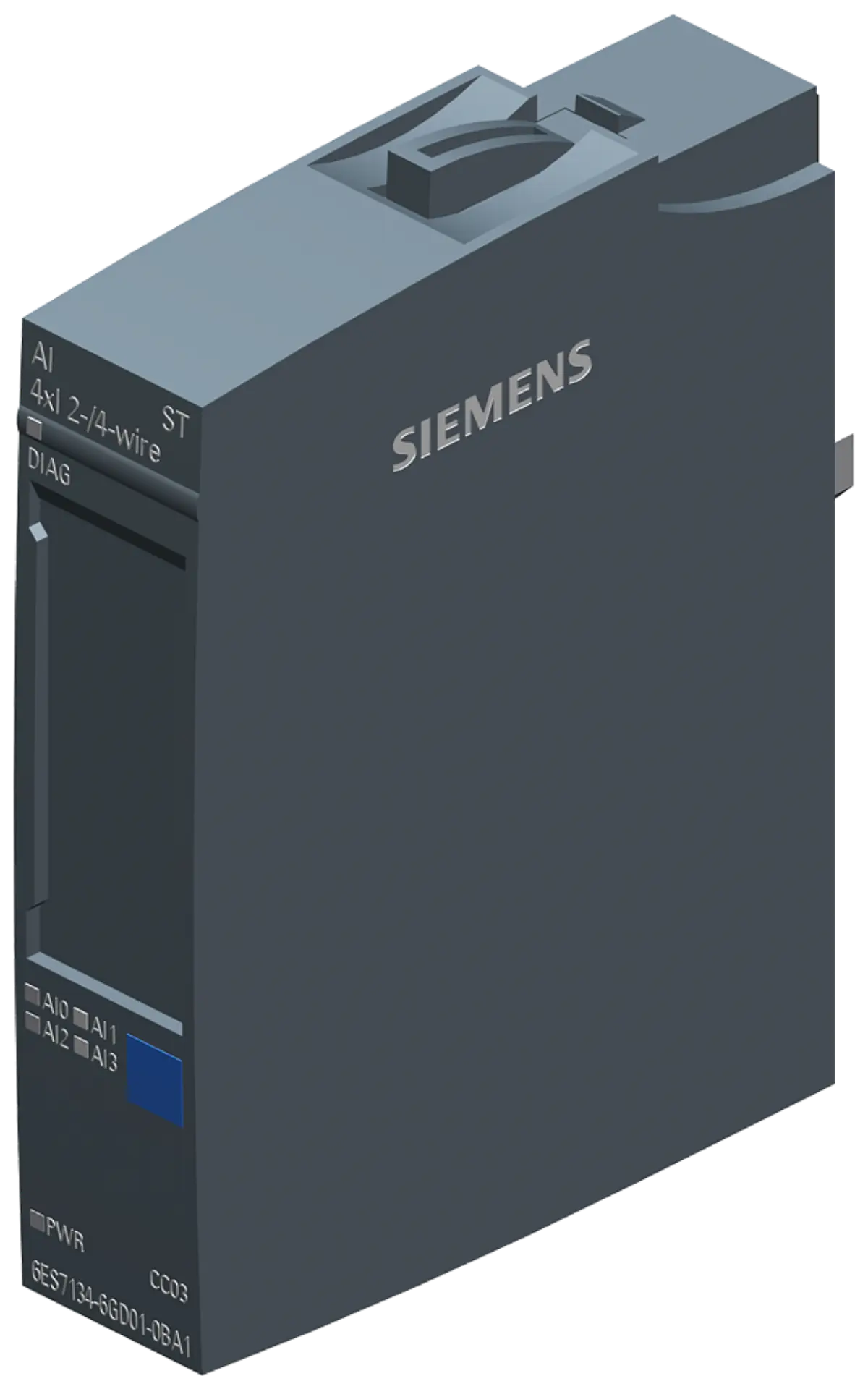 Front view of Siemens 6ES7134-6GD01-0BA1 analog input module