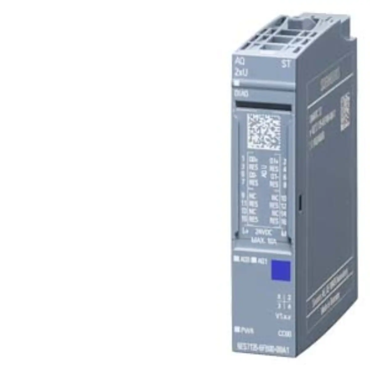 Front view of Siemens 6ES7135-6FB00-0BA1 analog output module showing color code and diagnostic indicators