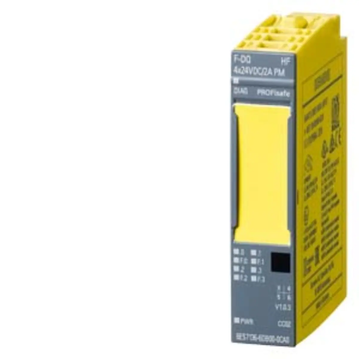 Front view of Siemens 6ES7136-6DB00-0CA0 digital F-output module showing compact design