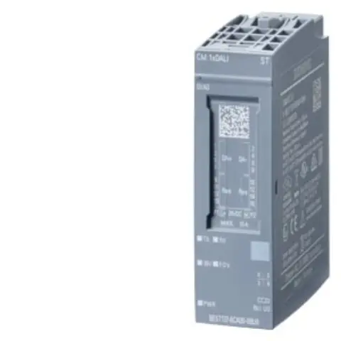 Front view of Siemens 6ES7137-6CA00-0BU0 CM 1xDALI module showing terminal blocks and labeling