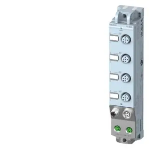 Front view of Siemens 6ES7141-5AF00-0BA0 digital input module showing M12 connectors