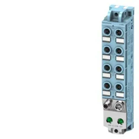 Front view of Siemens 6ES7141-5BF00-0BA0 digital input module showing M8 connectors