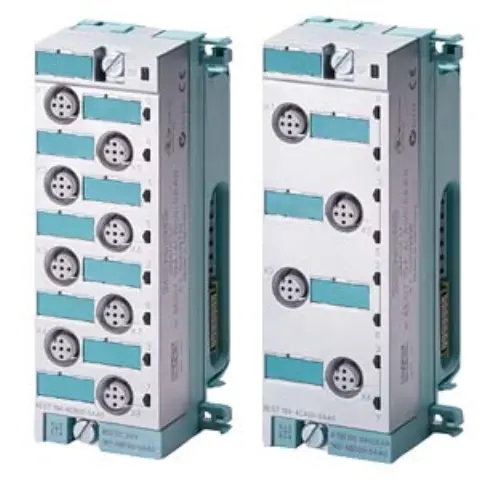 Front view of Siemens 6ES7142-4BD00-0AA0 digital expansion module showing connection ports