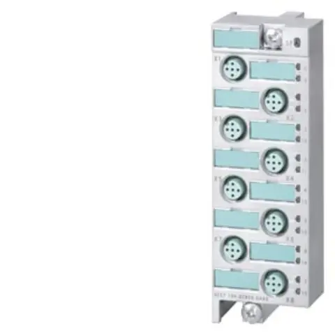 Front view of Siemens 6ES7143-4BF00-0AA0 digital expansion module showing connection ports